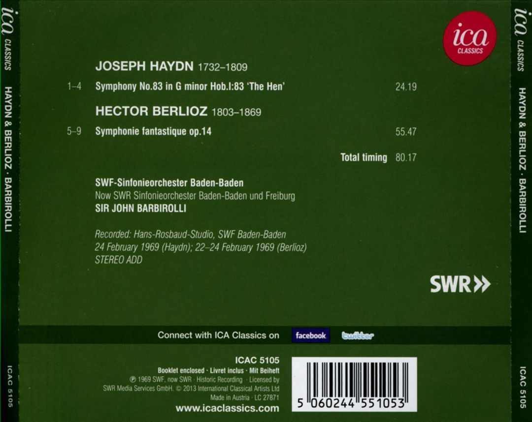 Haydn: Symphony No. 83 "The Hen"; Berlioz: Symphonie Fantastique cover art