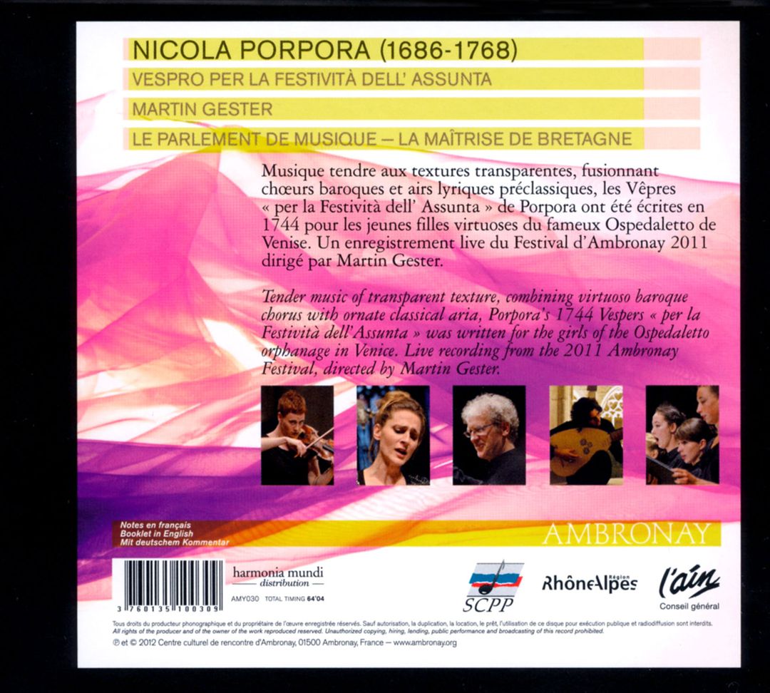 Nicola Porpora: Vespro per la Festività dell'Assunta cover art