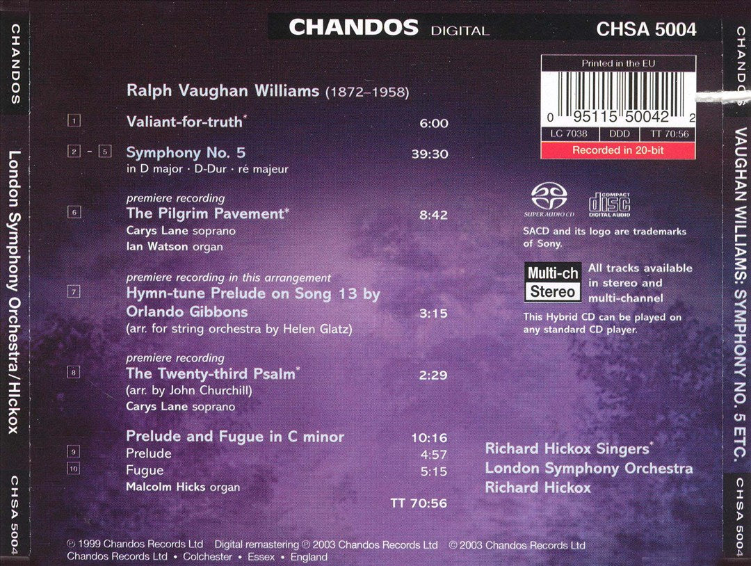 Vaughan Williams: Symphony No. 5 [SACD] cover art