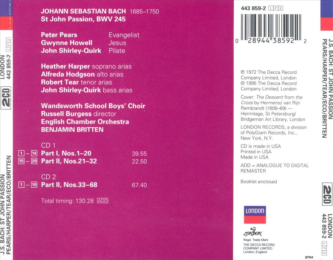 Bach: St. John Passion cover art
