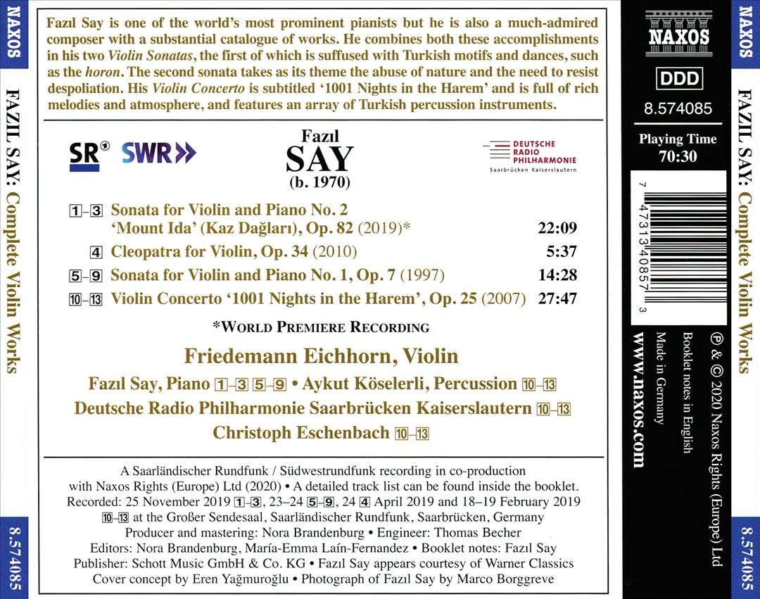 Fazil Say: Complete Violin Works cover art