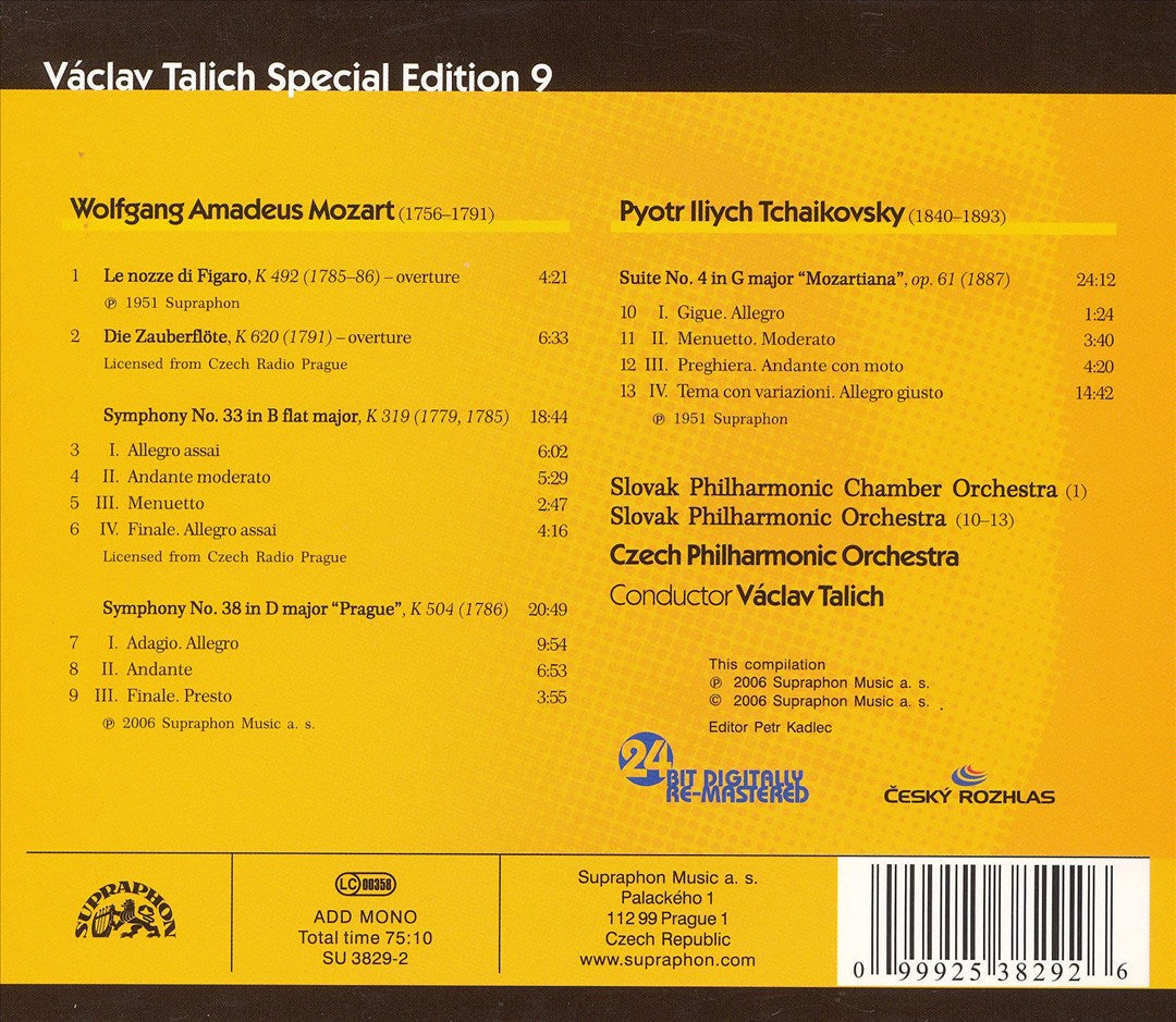 Mozart: Le Nozze di Figaro Overture; Die Zauberflöte Overture; Symphonies K319 & K504 "Prague"; Tchaikovsky: Mozartia cover art