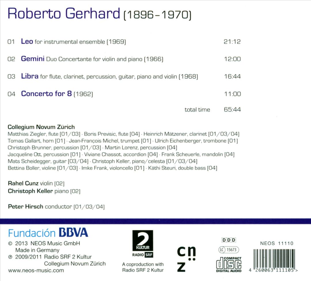 Roberto Gerhard: Leo; Gemini; Libra; Concerto for 8 cover art