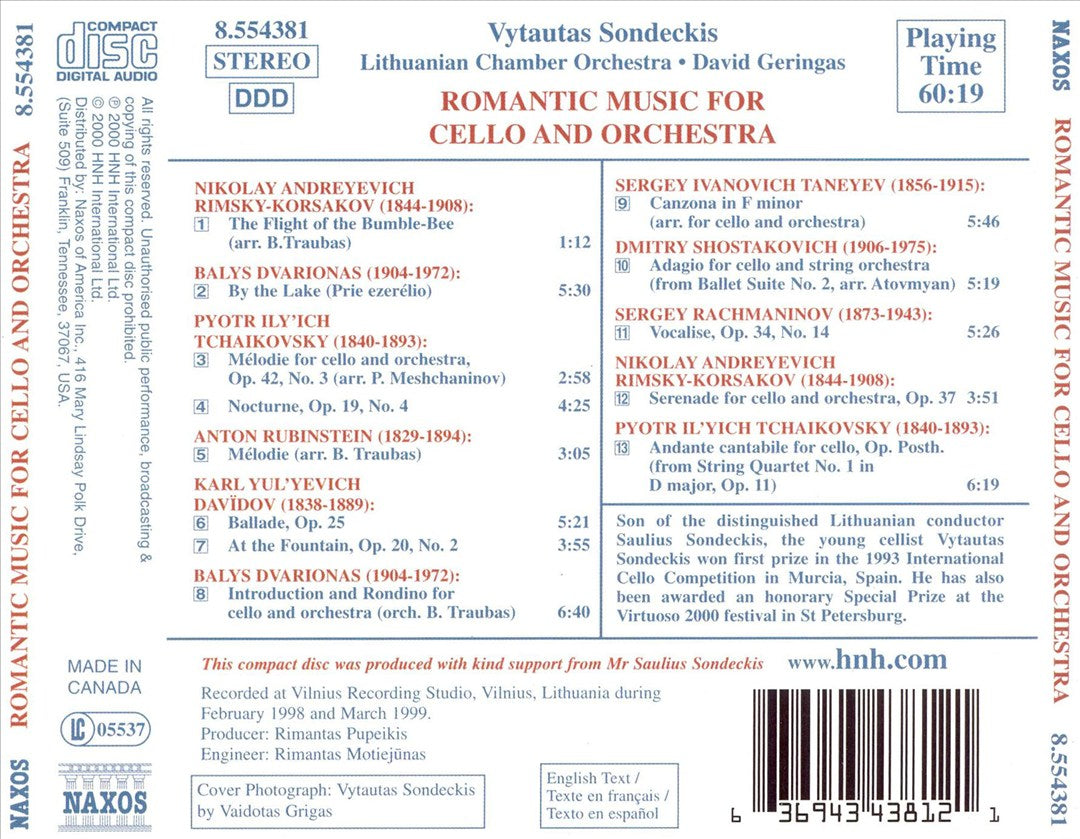 Romantic Music for Cello & Orchestra cover art