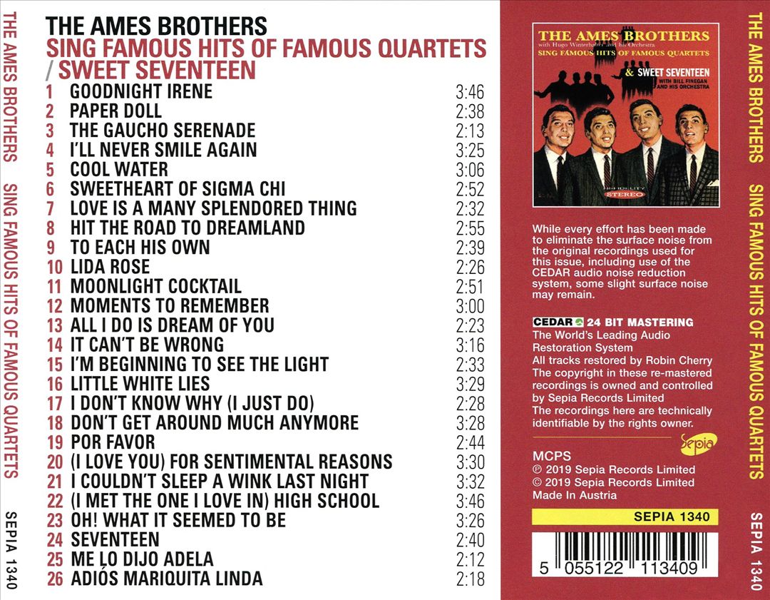 Sing Famous Hits of Famous Quartets/Sweet Seventeen cover art