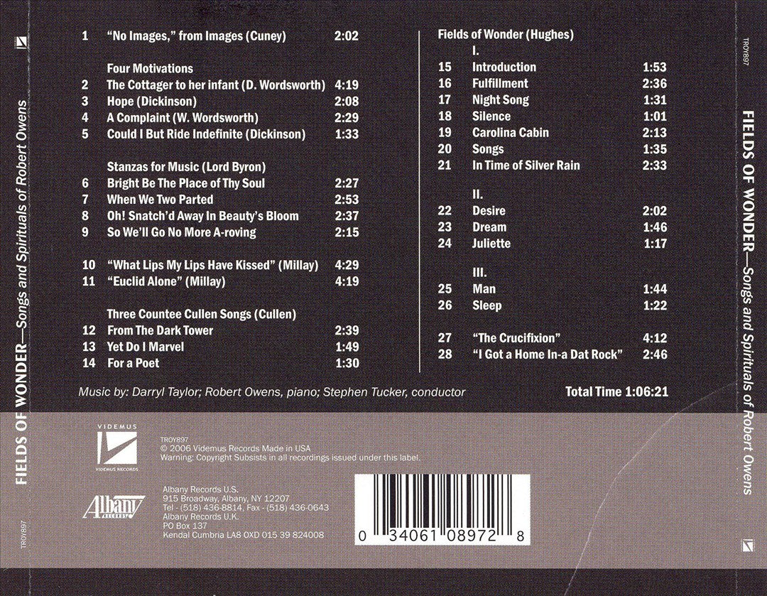 Fields of Wonder: Songs and Spirituals of Robert Owens cover art