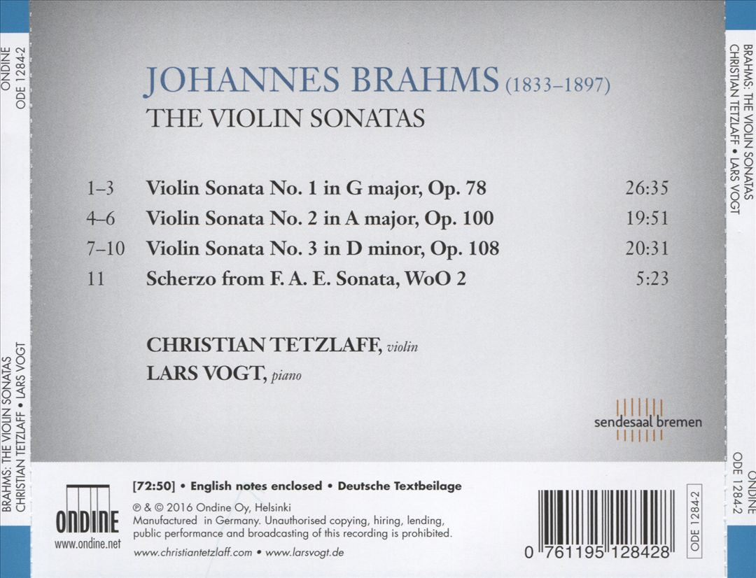 Brahms: The Violin Sonatas cover art