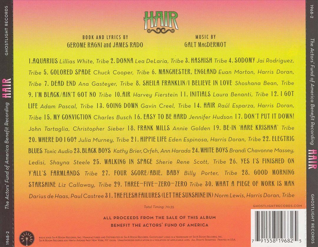 Hair [Actor's Fund of America Benefit Recording] cover art