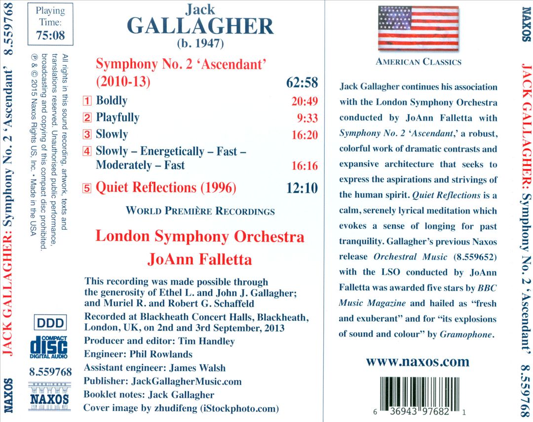 Jack Gallagher: Symphony No. 2 'Ascendent'; Quiet Reflections cover art