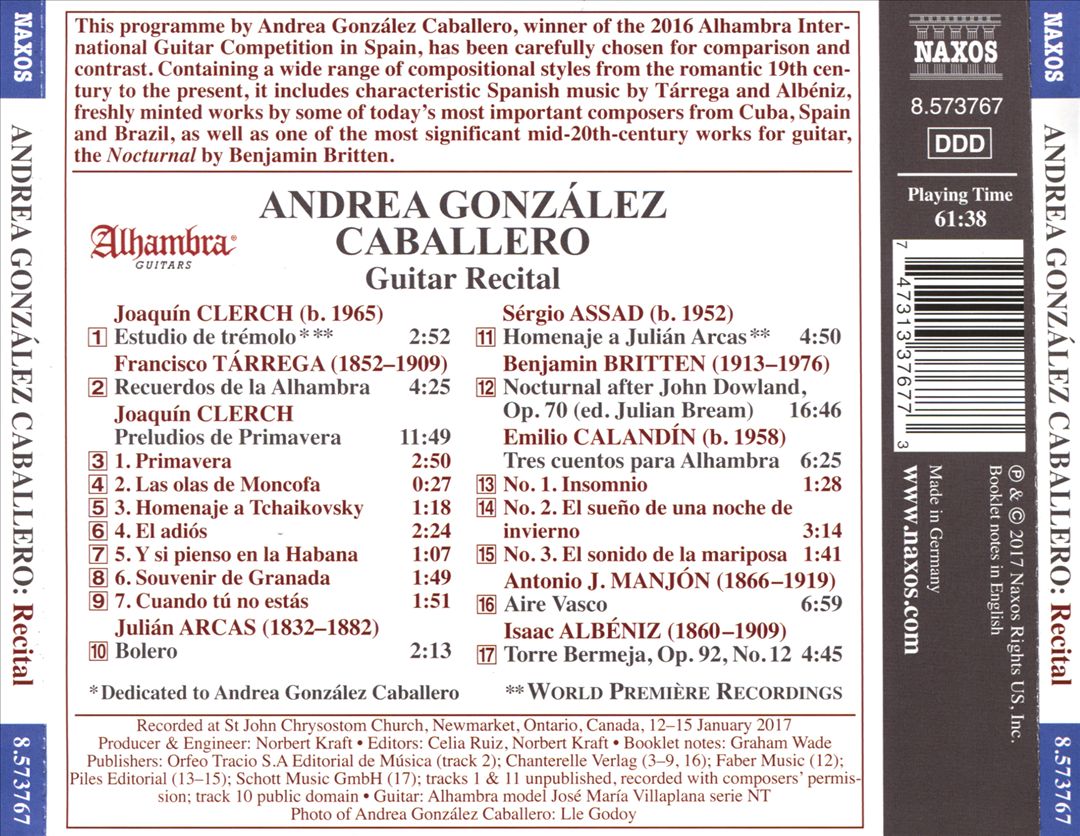 Laureate Series, Guitar: Andrea González Caballero - Winner 2016 "Alhambra" International Guitar Competition cover art