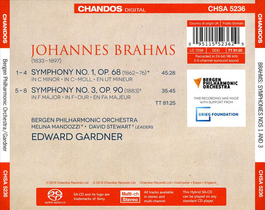 Brahms: Symphonies Nos. 1 and 3 cover art