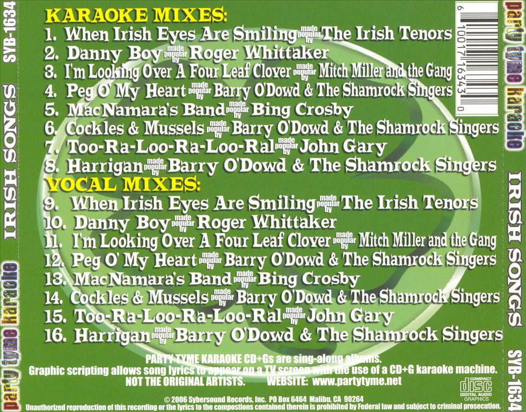 Party Tyme Karaoke: Irish Songs cover art