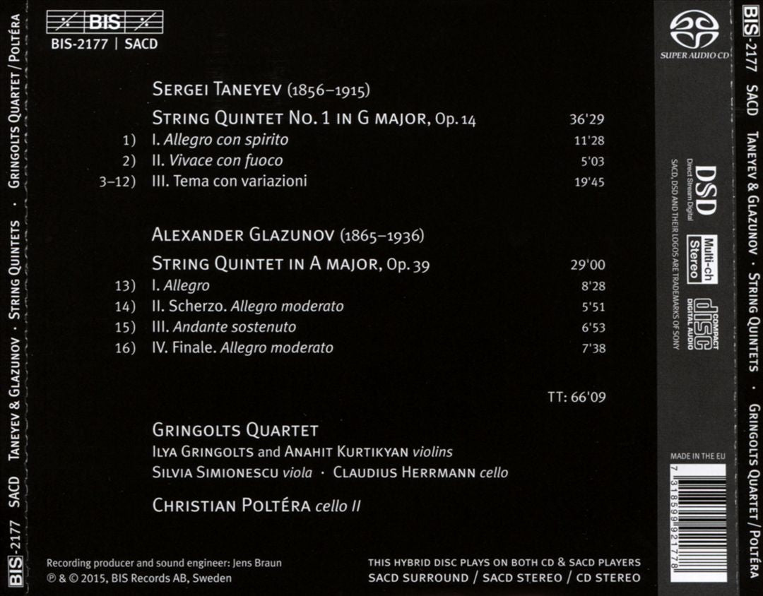 Taneyev & Glazunov: String Quintets cover art