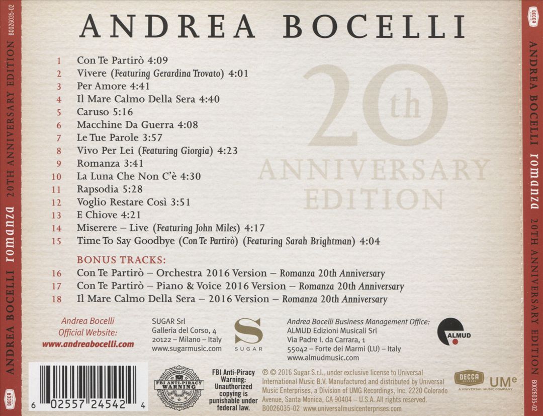 Romanza [Bonus Tracks] cover art