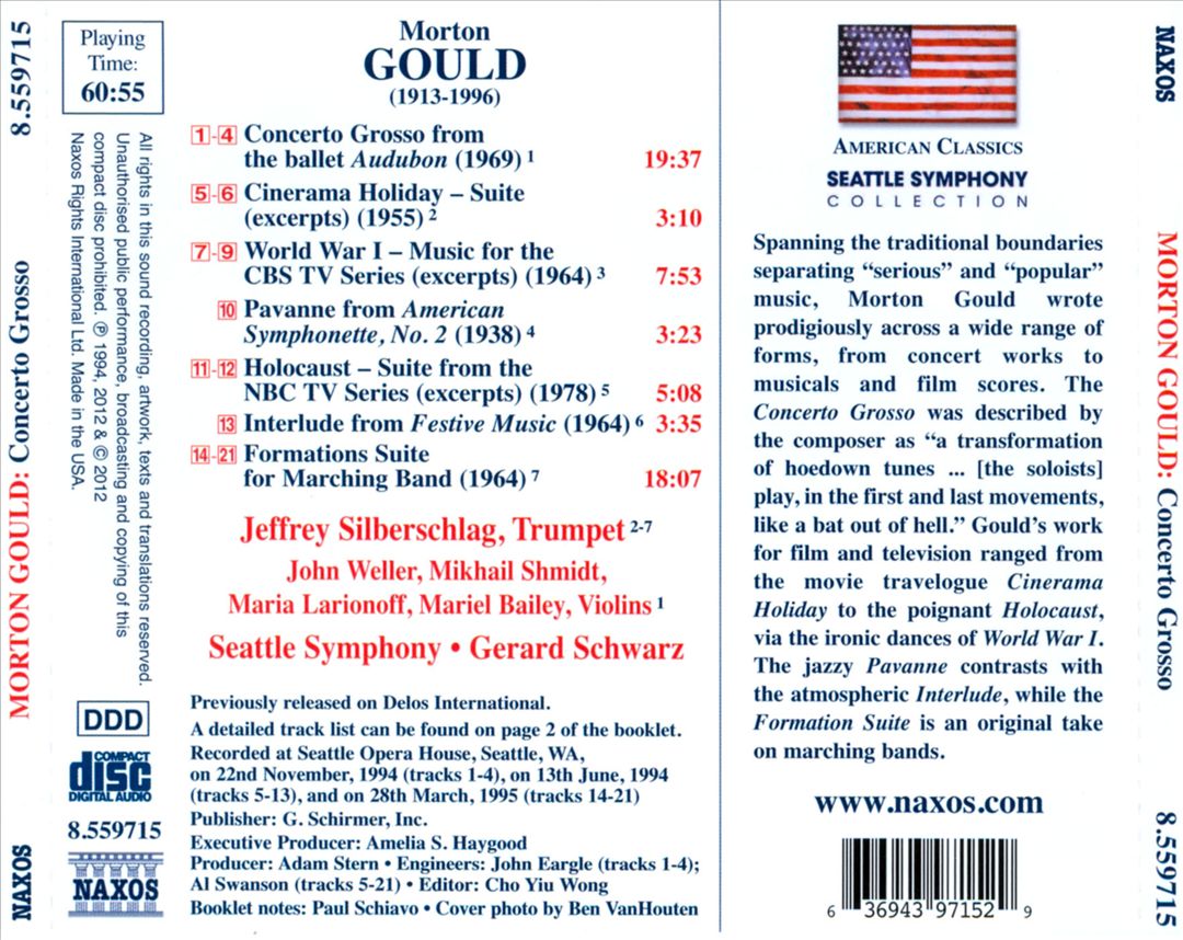 Morton Gould: Concerto Grosso from "Audubon"; Formations; Cinerama Holiday cover art