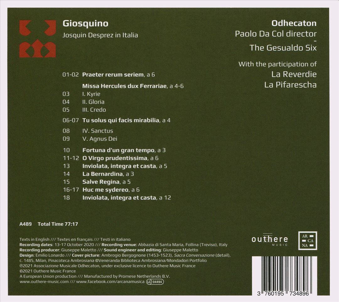 Giosquino: Josquin Desprez in Italia cover art
