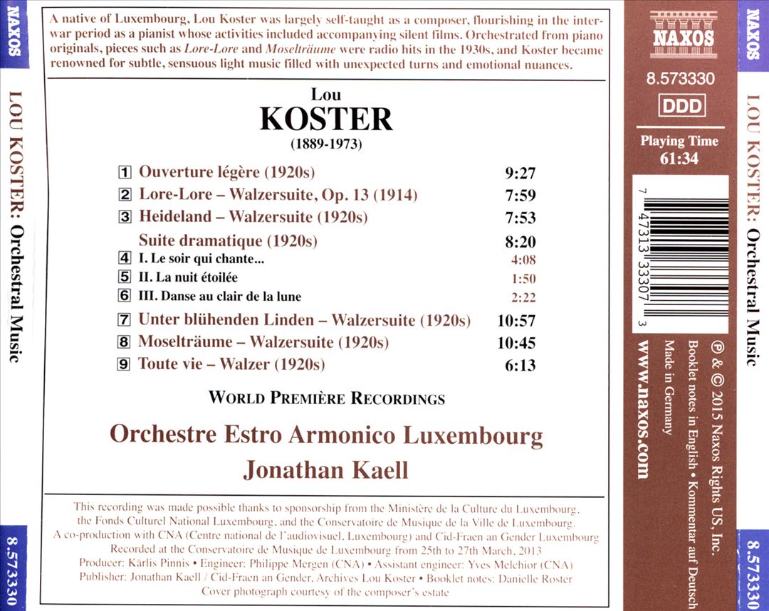 Lou Koster: Suite dramatique; Ouverture légère; Waltz Suites cover art