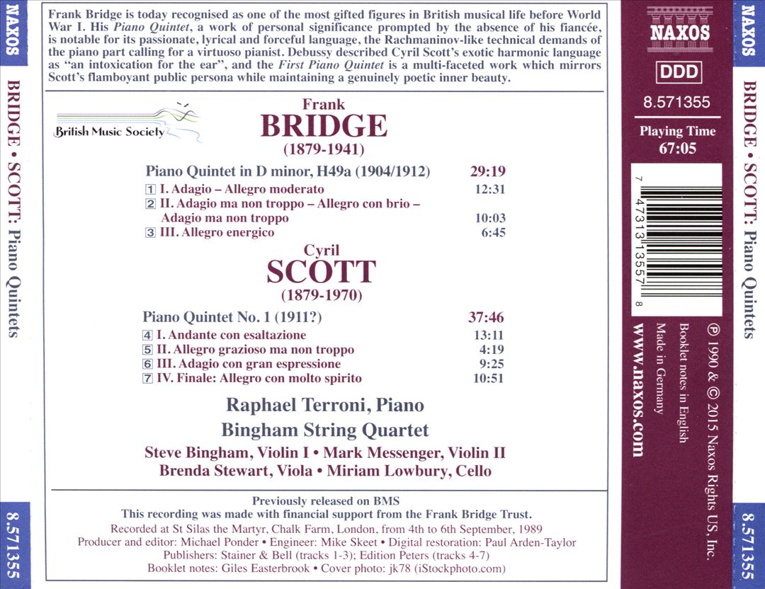 Bridge, Scott: Piano Quintets cover art