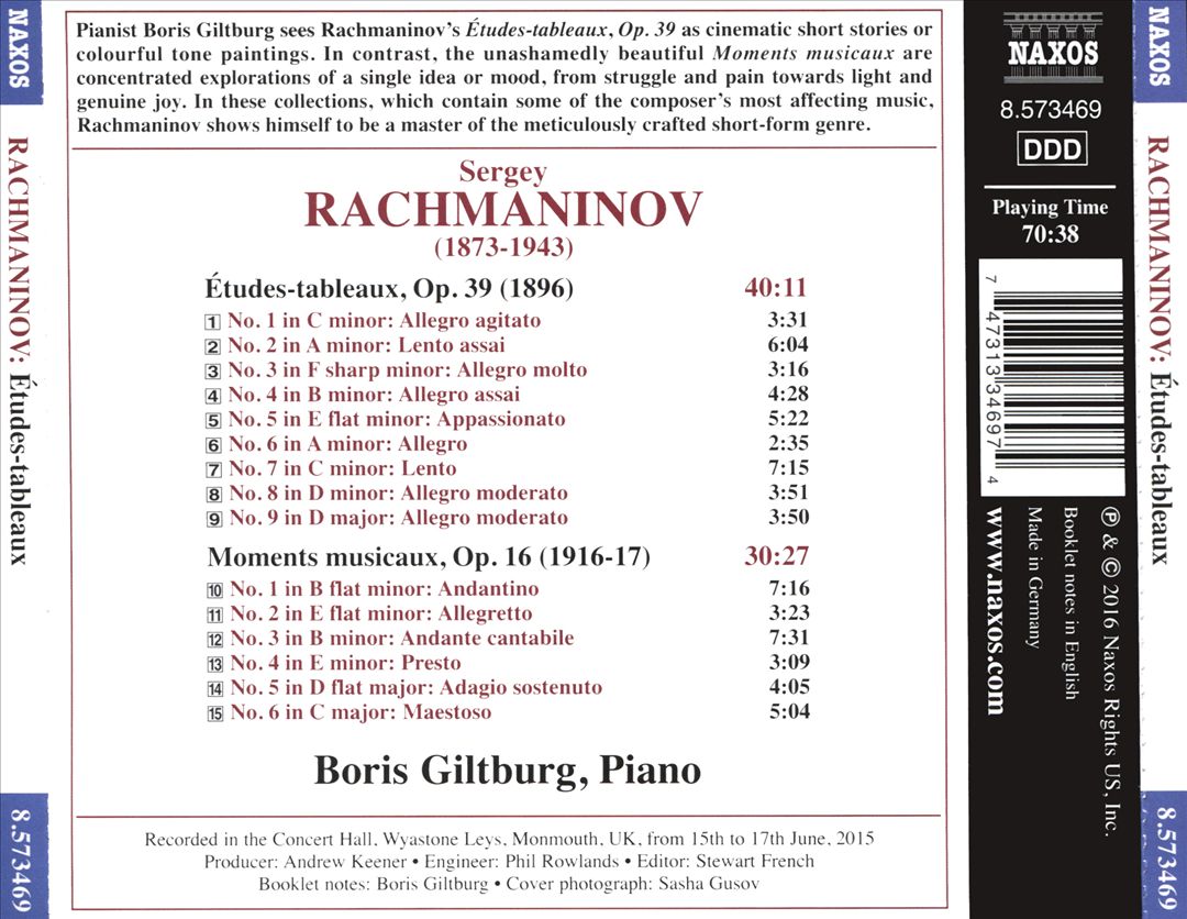 Rachmaninov: Études-tableaux, Op. 39; Moments musicaux cover art