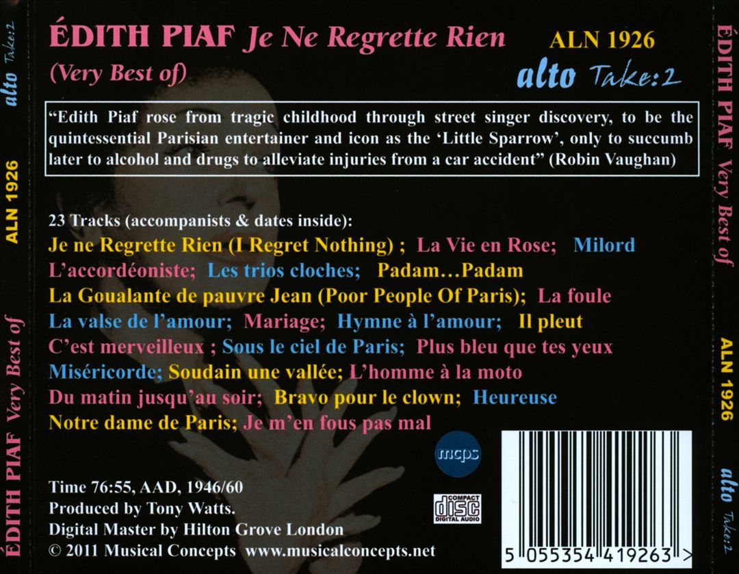 Very Best of Edith Piaf [Alto] cover art
