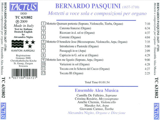 Bernardo Pasquini: Mottetti a voce sola e composizioni per organo cover art