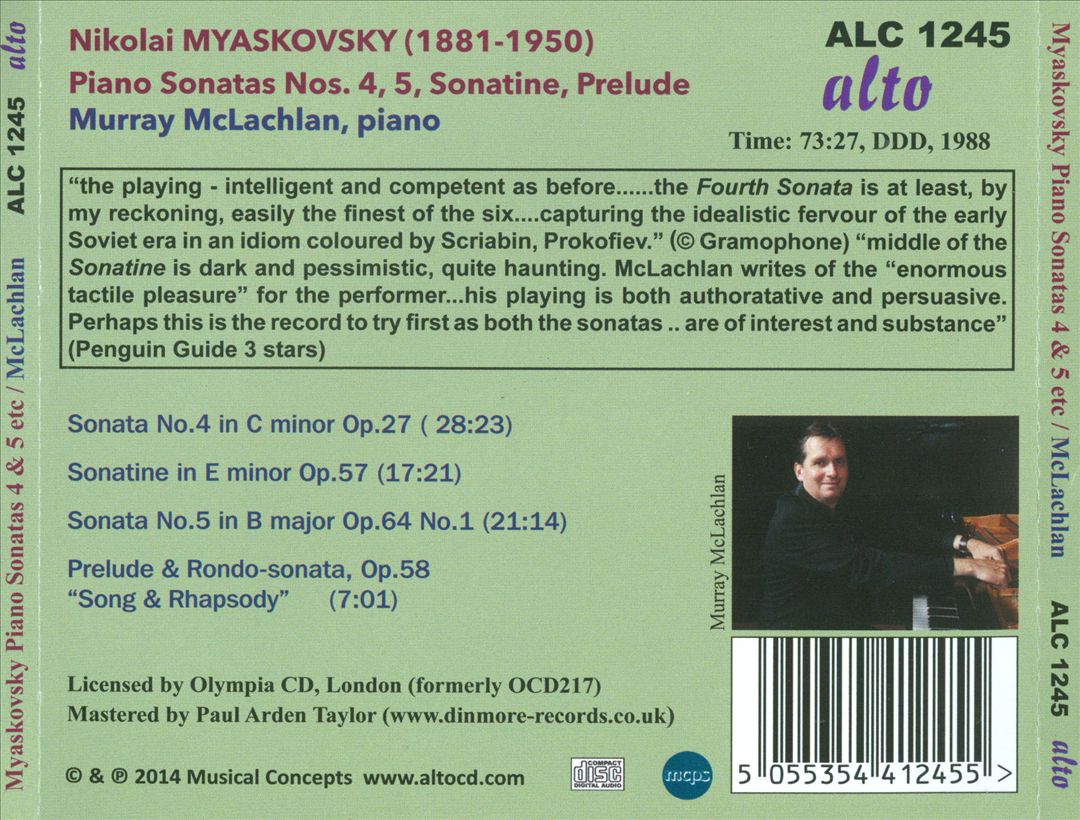Myaskovsky: Piano Sonatas Nos. 4 & 5; Sonatine Op. 57; Prelude Op. 58 cover art