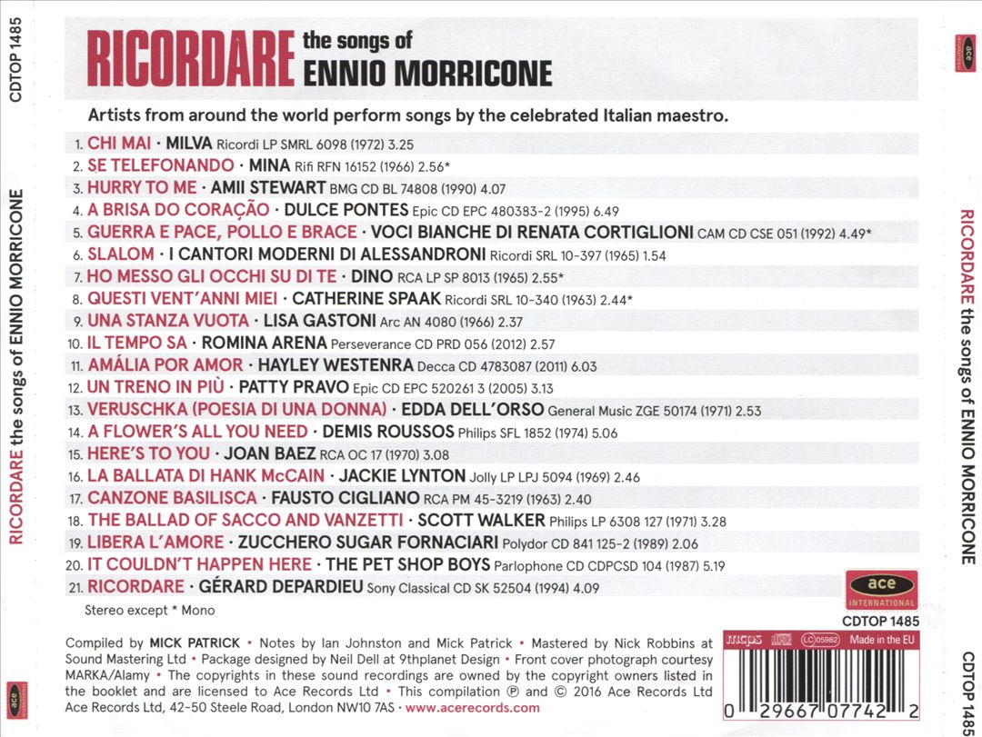 Ricordare: The Songs of Ennio Morricone cover art