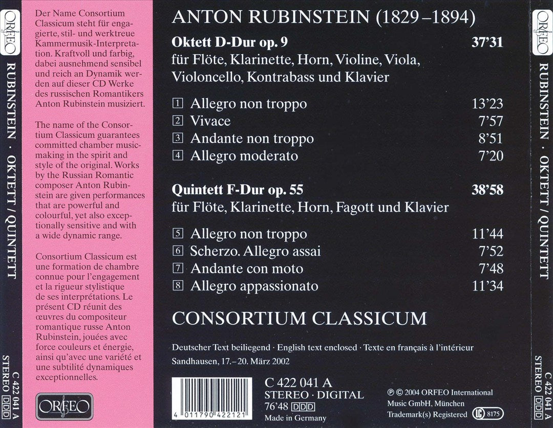 Anton Rubinstein: Oktett Op. 9; Quintett Op. 55 cover art