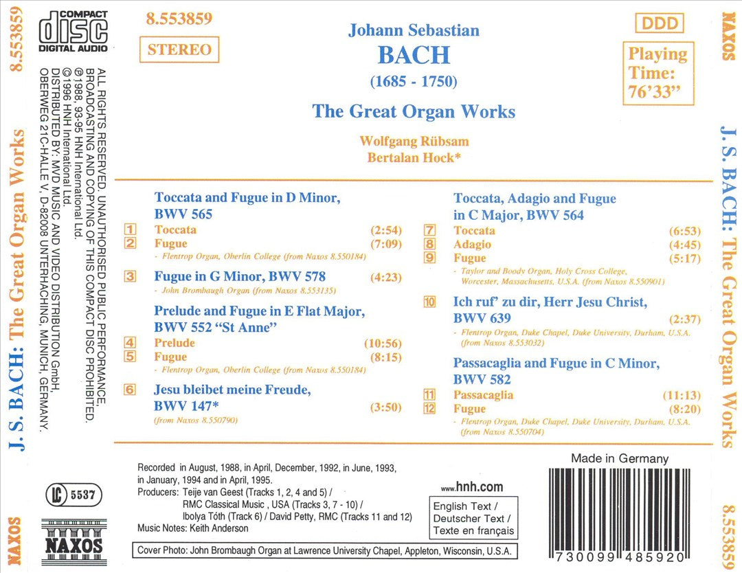 J.S. Bach: The Great Organ Works cover art
