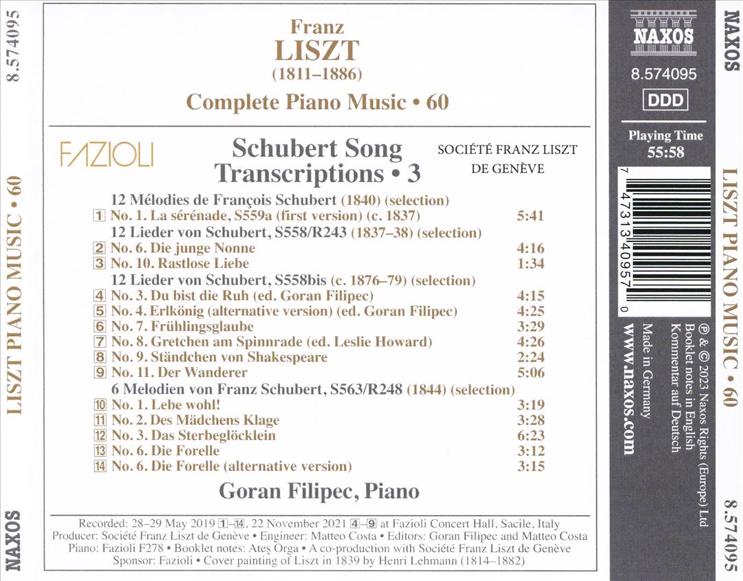 Liszt: Schubert Songs Transcriptions, Vol. 3 cover art