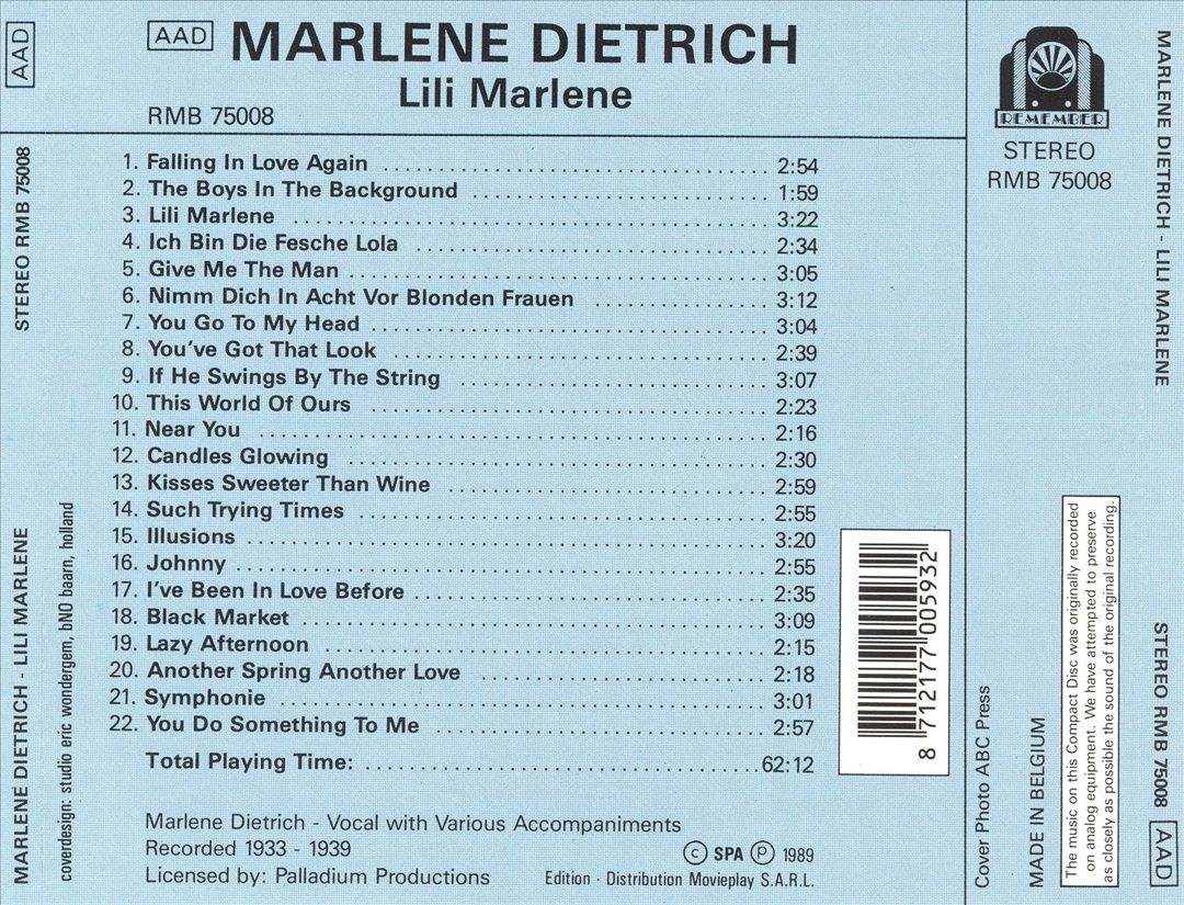 Lili Marlene [Remember] cover art