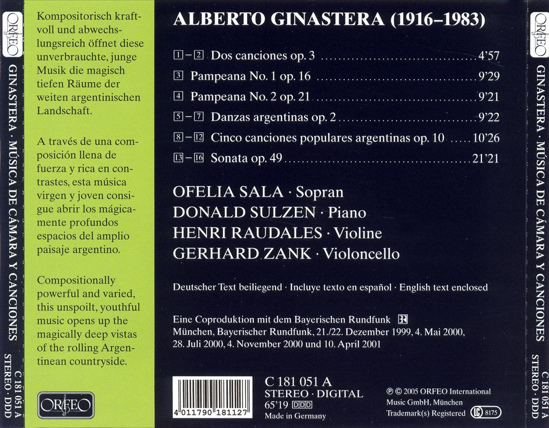 Alberto Ginastera: Música de cámara y Canciones cover art