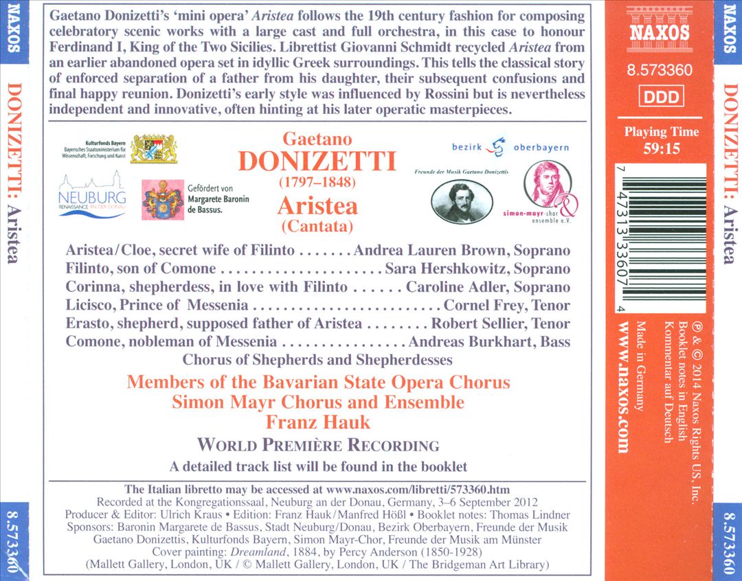 Donizetti: Aristea cover art
