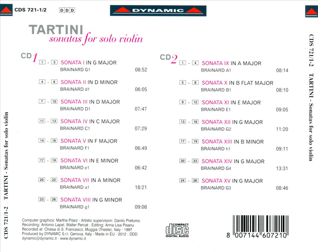 Tartini: Sonatas for Violin Solo, Vol. 1 cover art