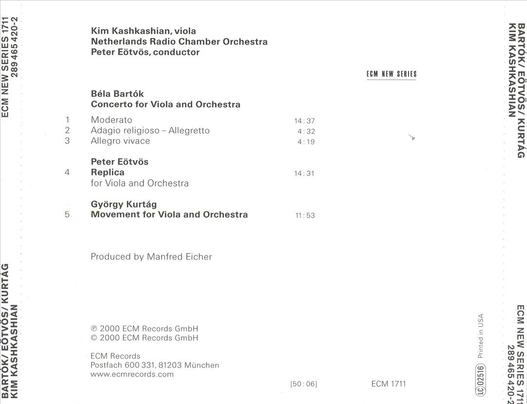 Kim Kashkashian Plays Béla Bartók, Peter Eötvös, György Kurtág cover art