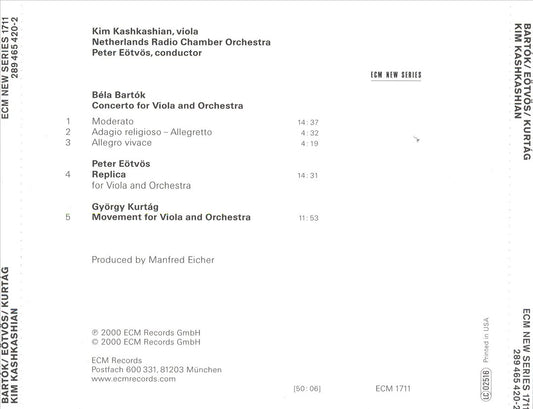 Kim Kashkashian Plays Béla Bartók, Peter Eötvös, György Kurtág cover art