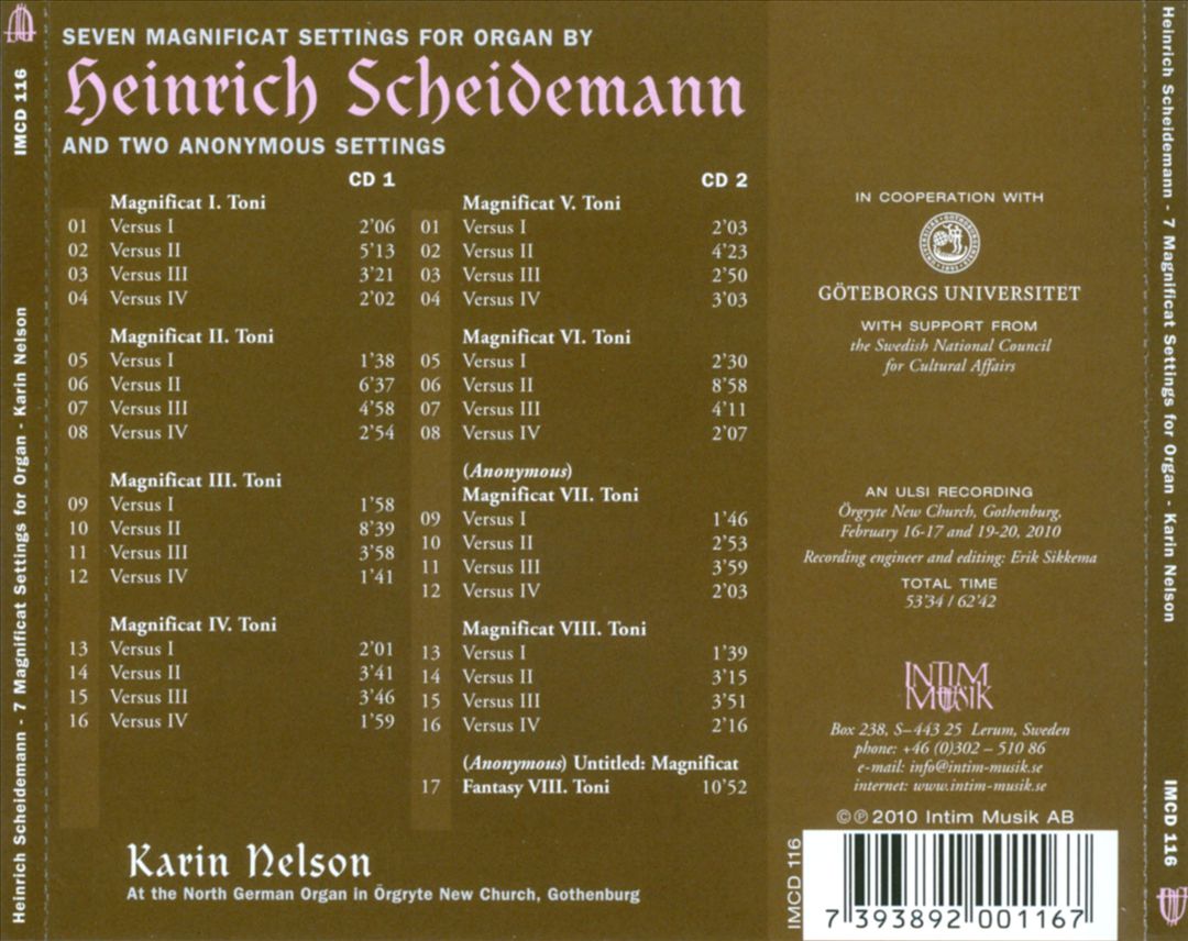 Seven Magnificat Settings for Organ by Heinrich Scheidemann and Two Anonymous Settings cover art