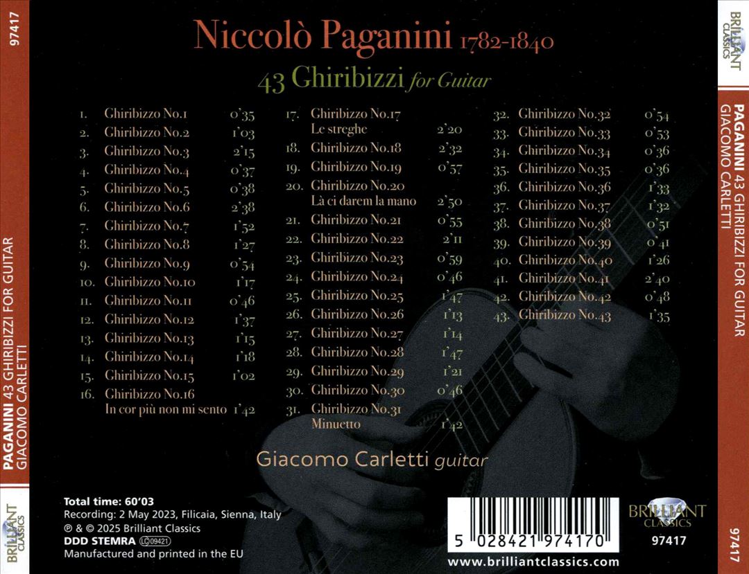 Paganini: 43 Ghiribizzi for Guitar cover art