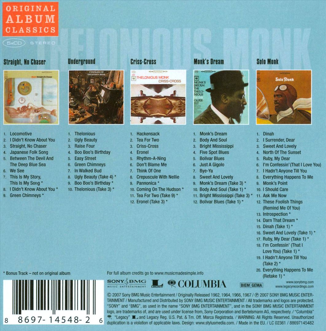 Straight, No Chaser/Underground/Criss-Cross/Monk's Dream/Solo Monk cover art