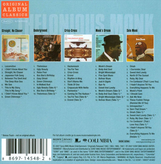 Straight, No Chaser/Underground/Criss-Cross/Monk's Dream/Solo Monk cover art