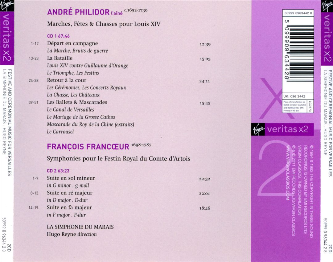 Francoeur, Philidor: Festive & Ceremonial Music for Versailles cover art