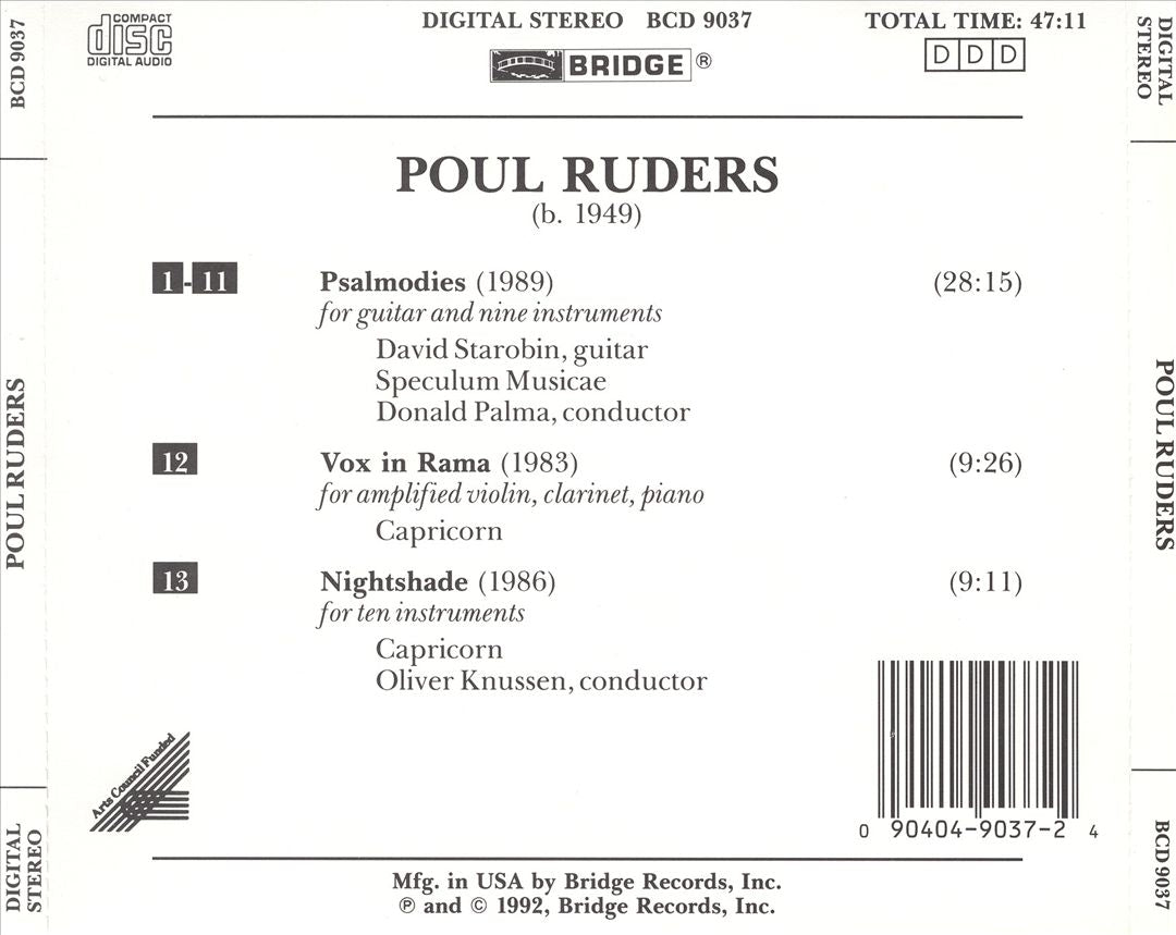 Poul Ruders: Psalmodies; Vox in Rama; Nightshade cover art