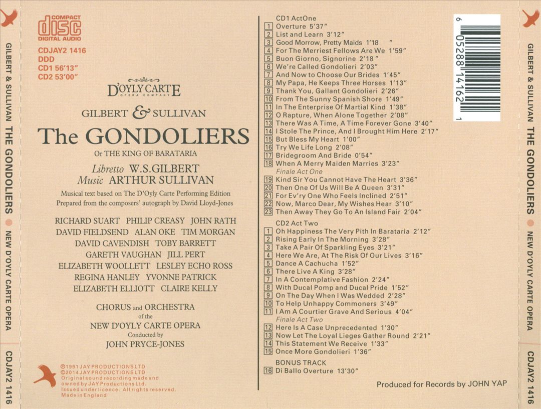 Gilbert & Sullivan: The Gondoliers cover art