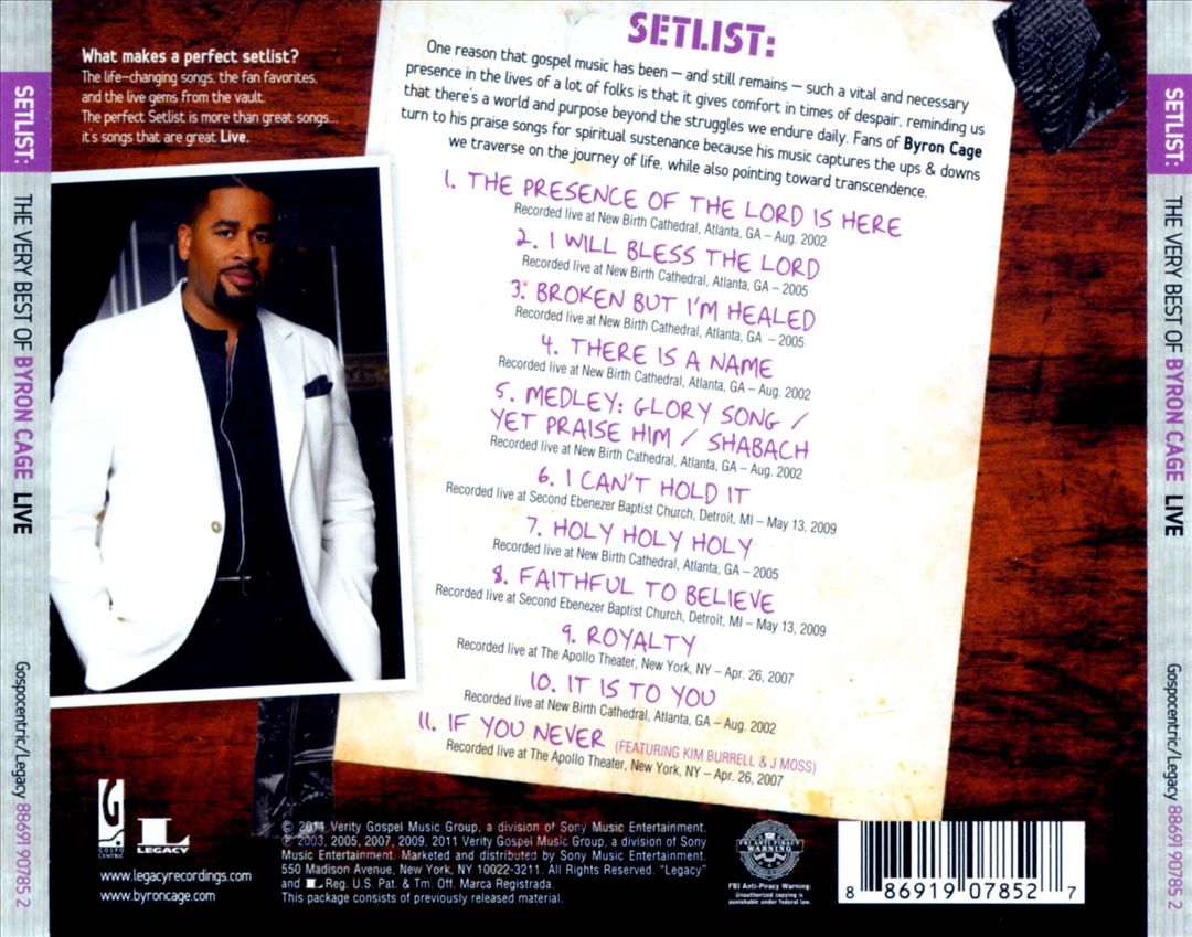 Setlist: The Very Best of Byron Cage Live cover art