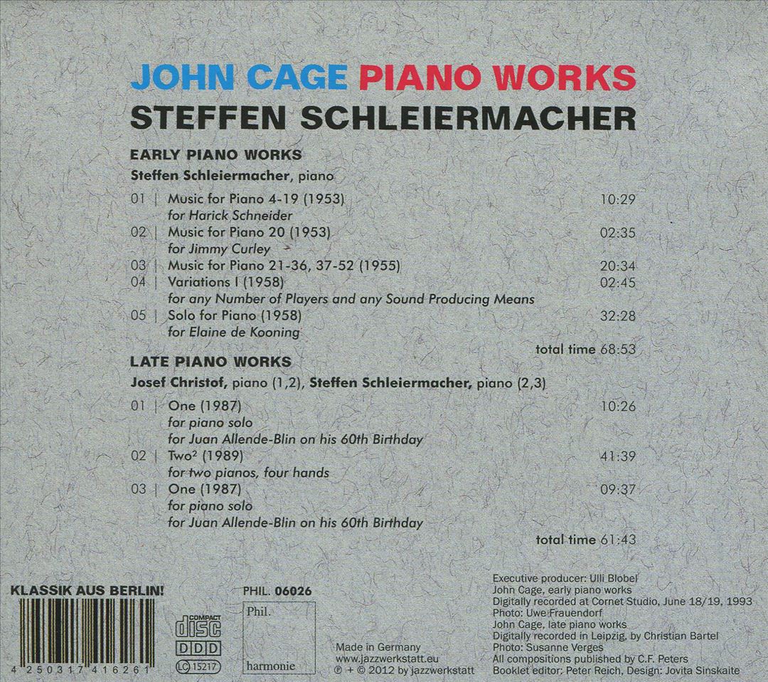 John Cage: Piano Works cover art