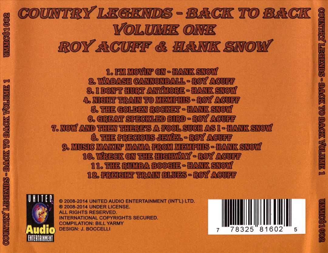 Country Legends Back to Back, Vol. 1 cover art