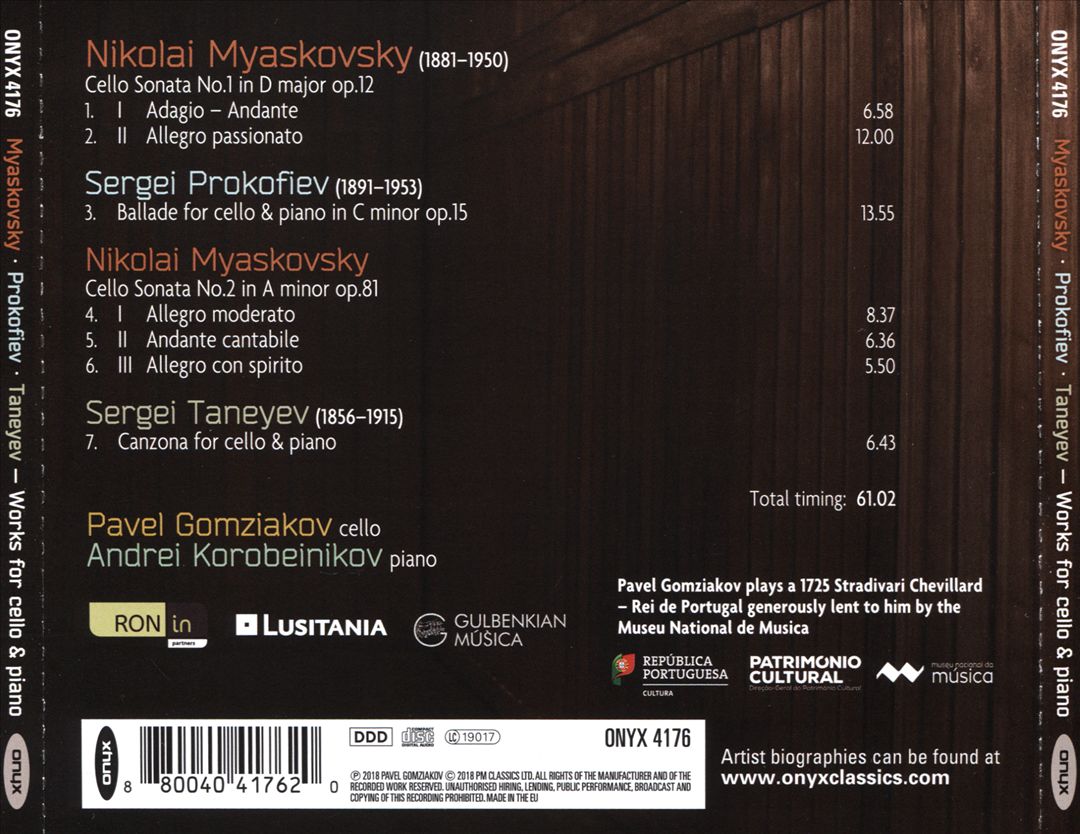Myaskovsky: Cello Sonatas Nos. 1 & 2; Prokofiev: Ballade; Taneyev: Canzona cover art