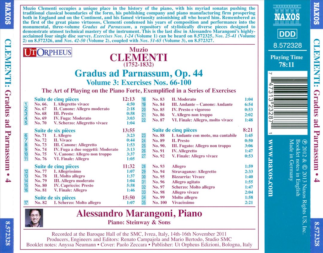 Muzio Clementi: Gradus ad Parnassum, Vol. 4, Excercises Nos. 66-100 cover art