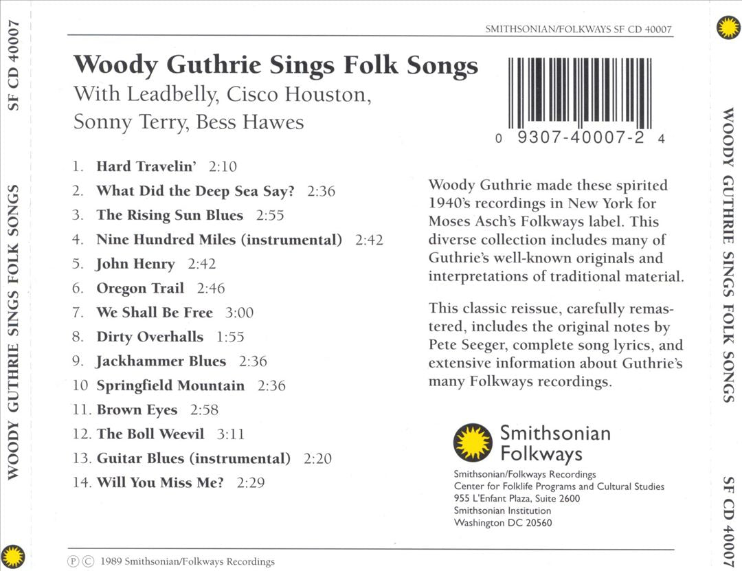 Woody Guthrie Sings Folk Songs cover art