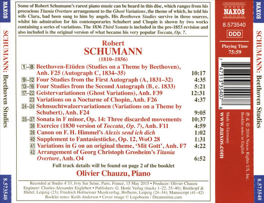 Schumann: Beethoven Studies; Ghost Variations; Schubert Variations cover art